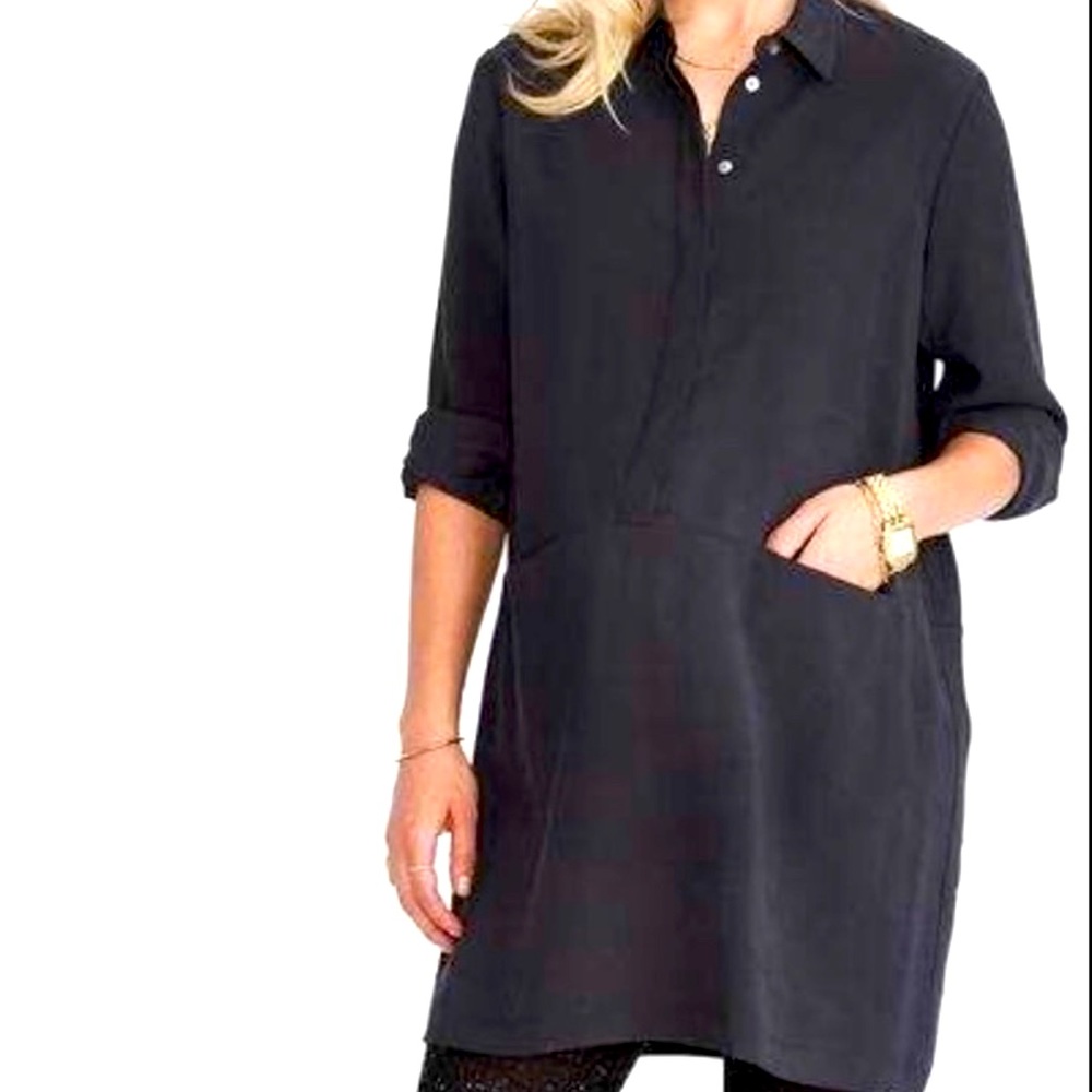 Hatch Maternity The Shia Shirt Dress 1 Small Popover Black